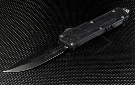 Microtech Knives Scarab D/E Automatic OTF D/A Knife (3.44in DLC Plain ELMAX) 180-1 | Hollow Grind