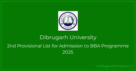 Dibrugarh University: 2nd Provisional List for Admission to BBA ...
