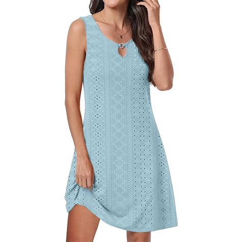 Meichang Summer Dresses for Women 2024 Sleeveless Eyelet Embroidery ...