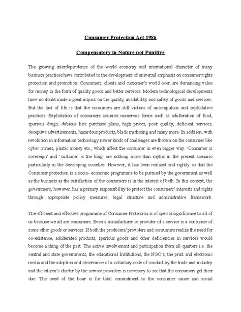 Consumer Protection Act 1986-compensatory in nature - Consumers ...