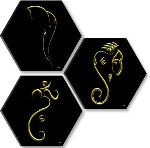 Lord Ganesha Set OF 3 Hexagon UV Textured Self adhesive Wall Painting ...