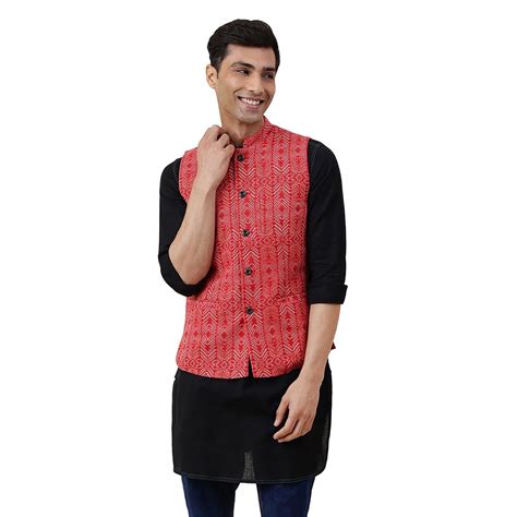 Buy Fabindia Men's Jacket (20026229_Vermillion_XS) at Amazon.in