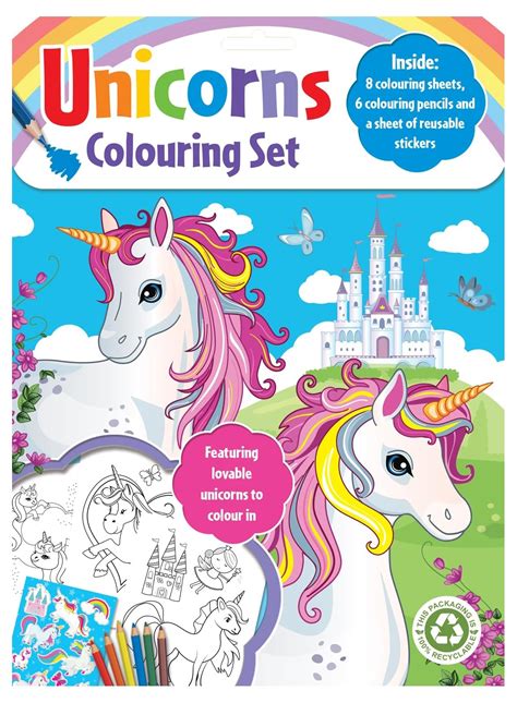 Alligator Books Unicorns Colouring Set With 8 Colouring Sheets 6 ...