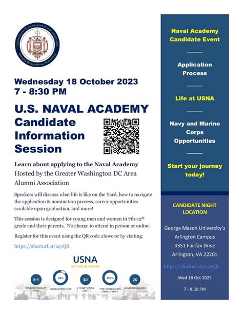 U.S. Naval Academy Candidate night in northern VA…mark your calendars ...