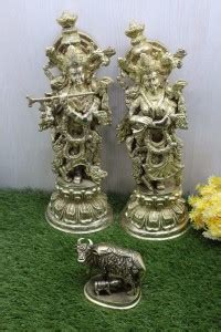Mirakii Radha Krishna with Kamdhenu Idol Murti Decorative Showpiece ...