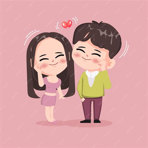 Premium Vector | Boyfriend and girlfriend cute cartoon chibi character ...