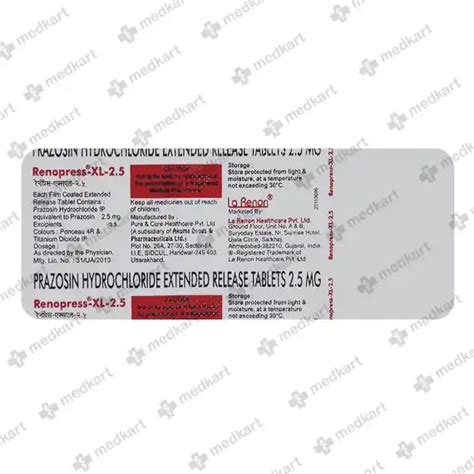 MINIPRESS XL 2.5MG TABLET 30'S Price, Uses, Side Effects & Substitutes ...