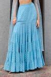 Buy Blue Georgette, Net, Silk Beads, Pearls Abha Fit And Flare Tiered ...