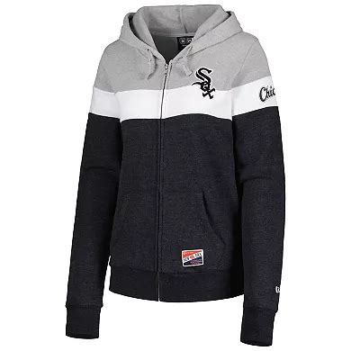 Women's New Era Heather Black Chicago White Sox Colorblock Full-Zip ...