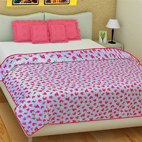 Buy Rajasthani Dohar Single Traditional Pink Floral Soft Dohar Blanket ...