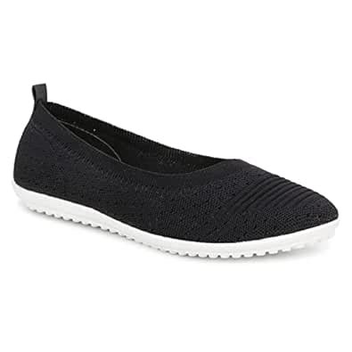 Buy TRY FEET Flat Slip On Sneakers for Women (Black, Size: 4) at Amazon.in