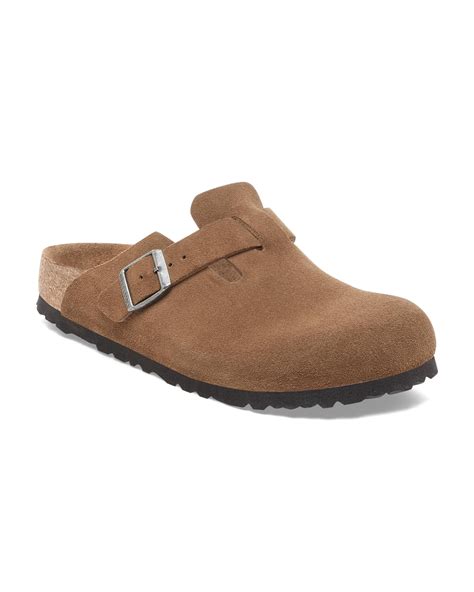 Birkenstock Boston Soft Footbed Mens Suede Clogs - Dark Tea/Tonal Foot ...