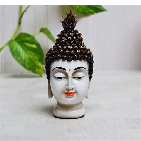 Buy eCraftIndia Meditating Buddha Head Polyresin Statue (7.5 cm x 6.25 ...