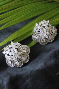 Buy Silver Plated Cubic Zirconia Diamonds Spiral Stud Earrings by ...