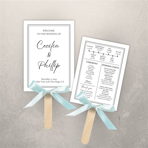Wedding Program Fans, Wedding Timeline Program Fan, Modern Wedding ...