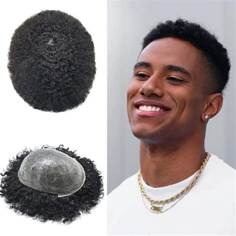 SINGA HAIR Brazilian Hair Afro Toupee for Black Men - 10MM Afro India ...
