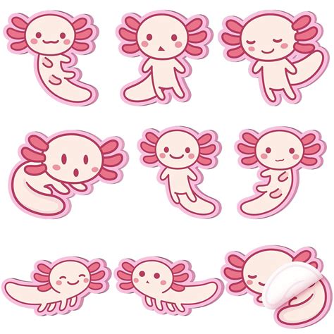 Nuenen 9 Pcs Axolotl Sticky Notes Cute Sticky Notes Axolotl Gifts ...