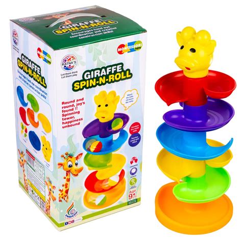 Ratna's Giraffe Spin-N-Roll Ball Stacking Tower Educational Toys Safe ...