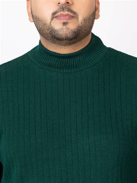 MEN HIGH NECK PLAIN PLUS SIZE SWEATER
