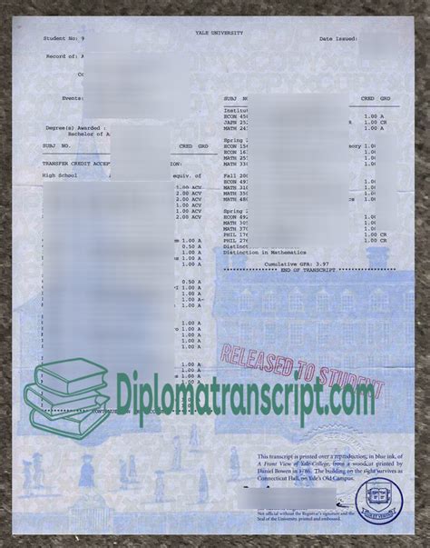 Image result for Yale Transcript