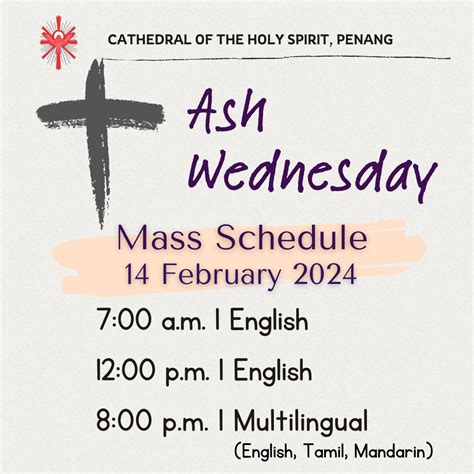 Ash Wednesday Masses – CATHEDRAL OF THE HOLY SPIRIT, PENANG