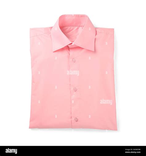 Stylish folded pink collar shirt on white background Stock Photo - Alamy