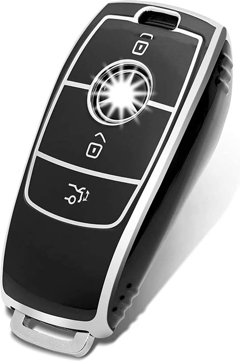 JVCV® Silver Border TPU Key Cover Compatible with Benz E Series Smart ...