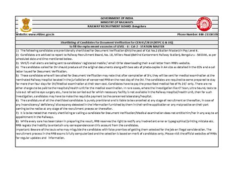 CEN (NTPC G UG) Level 6 Station Master DV Schedule - 07-01-2025 - Studocu