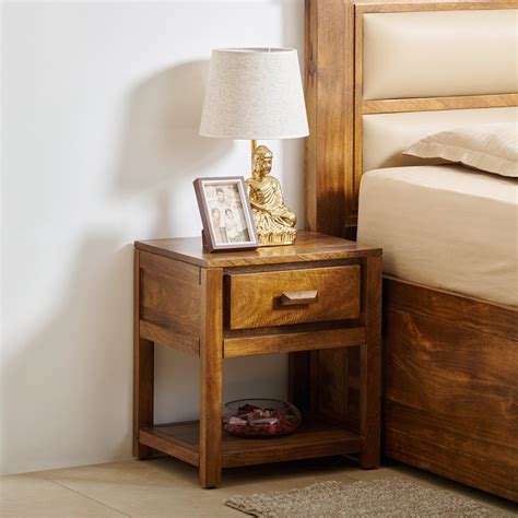 Buy Adana Mango Wood Bed Side Table with Drawer - Brown from Home ...