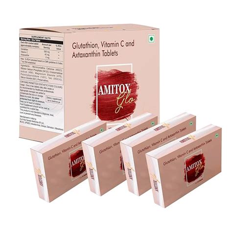 Amitox Glo - L Glutathione, Astaxanthin, and Vitamin C For Healthy ...