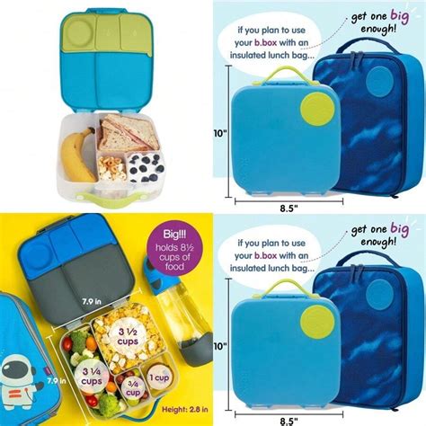 Oversized Lunch Box For : Bento Box W 4 Compartments 2 Leak Proof ...