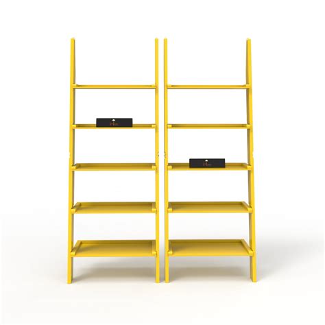 Buy Leaning Bookcase Ladder and Room Organizer Engineered Wood Wall ...