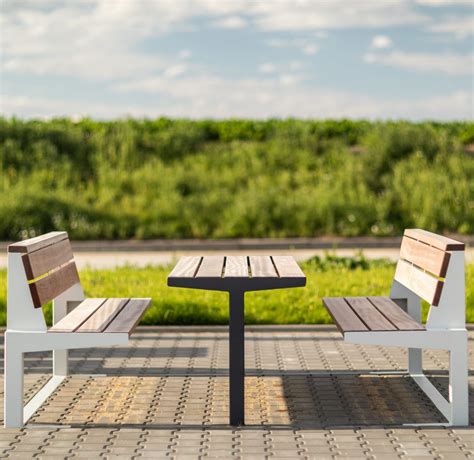 Contemporary picnic table - U4-622 - egoé - solid wood / powder-coated ...
