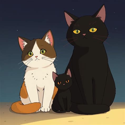 Whimsical Cats in Ghibli Style