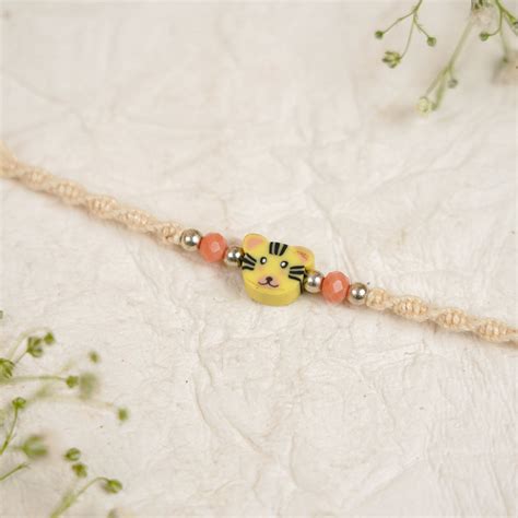 Buy Handmade Tiger Kids Rakhi With Roli Chawal Online On Zwende