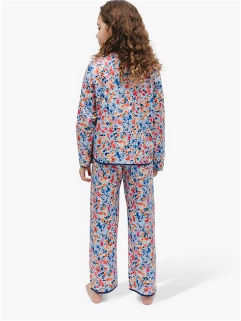 Minijammies Kids' Bea Ditsy Floral Print Pyjamas, Light Blue/Multi