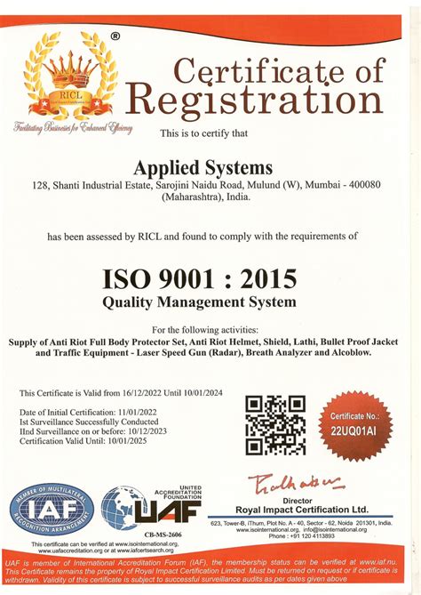 Applied Systems - Certificates
