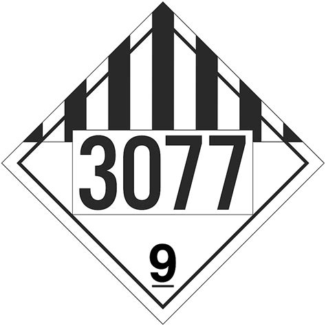 4-Digit D.O.T. Placard - UN 3077 Environmentally Hazardous Substances ...