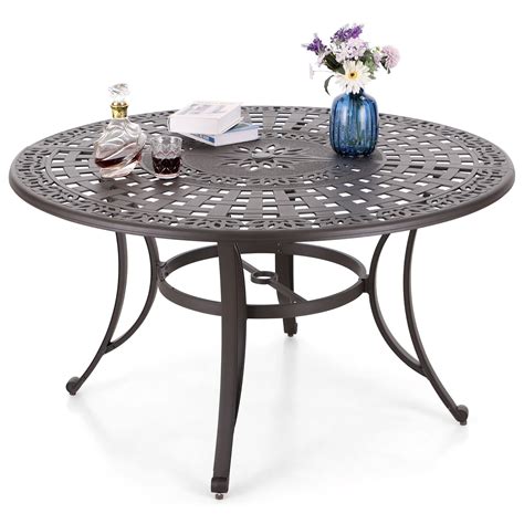 Amazon.com : MFSTUDIO Cast Aluminum 54" Round Patio Dining Table with ...