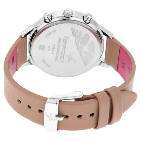 Buy Online Fastrack Ruffles Quartz Multifunction Beige Dial Leather ...