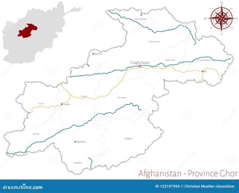 Map of the Afghan Province of Ghor Stock Vector - Illustration of rivers, lakes: 122197954