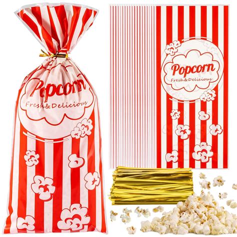 Amazon.com: MAQIHAN 100 Popcorn Bags Individual Servings - Plastic ...