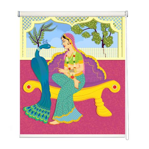 Folk Art Style Indian Royal Scene Roller Blind - Magicdecor®