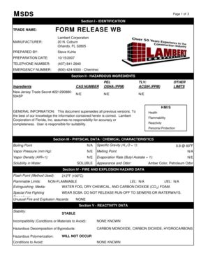 Fillable Online FORM RELEASE WB - MSDS - Construction Submittals Fax ...