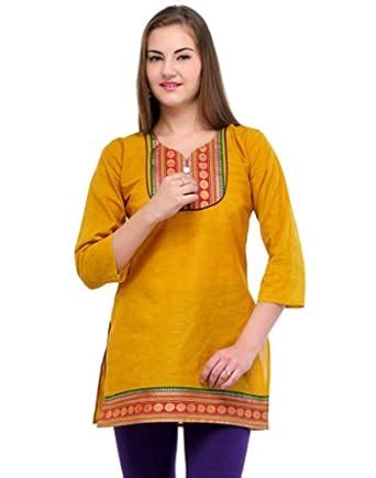 Buy StarShop20 Girls Cotton Sleeveless Sweet Heart Kurti (KRT6024_Ylw ...