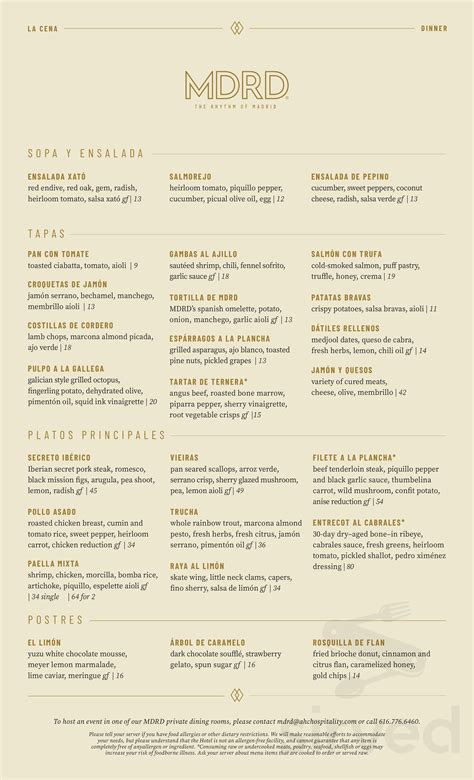 MDRD menus in Grand Rapids, Michigan, United States