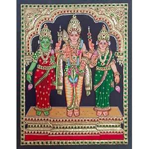 Tarang Arts Murugan Valli Devayani Tanjore Paintings with Wooden frame ...