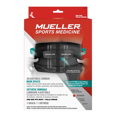 Mueller® Adjustable Lumbar Back Brace with Removable Pad, Unisex, One