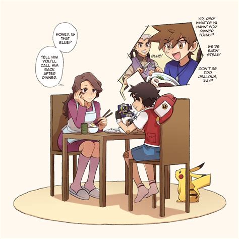 pikachu, red, blue oak, samuel oak, and kanto mother (pokemon and 1 ...