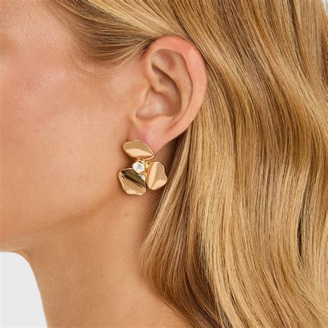 Two Tone Half Flower Stud Earrings - Accessorize India